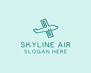 Green Airplane Travel Logo