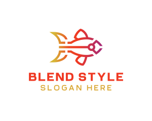 Gradient Fish Outline logo design