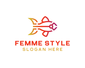 Gradient Fish Outline logo design