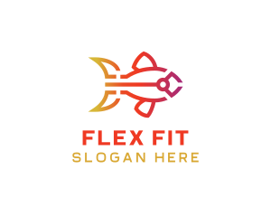 Gradient Fish Outline logo design