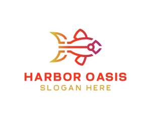 Gradient Fish Outline logo design