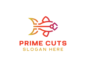 Gradient Fish Outline logo design