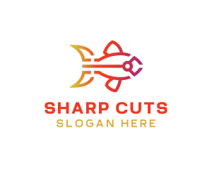 Gradient Fish Outline logo design