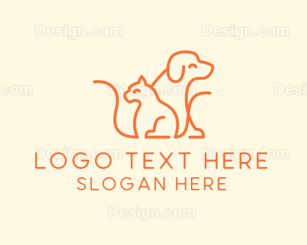 Orange Cat Dog Pet Logo