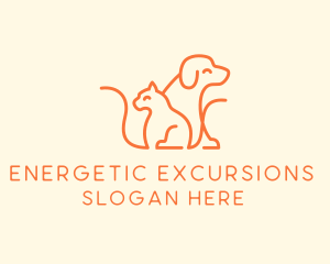 Orange Cat Dog Pet  logo design