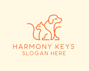 Orange Cat Dog Pet  logo design