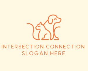 Orange Cat Dog Pet  logo design