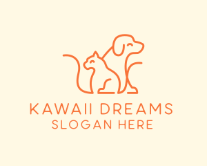 Orange Cat Dog Pet  logo design