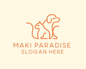 Orange Cat Dog Pet  logo design