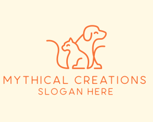 Orange Cat Dog Pet  logo design