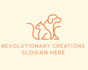 Orange Cat Dog Pet  logo design