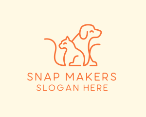 Orange Cat Dog Pet  logo design