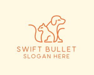 Orange Cat Dog Pet  logo design