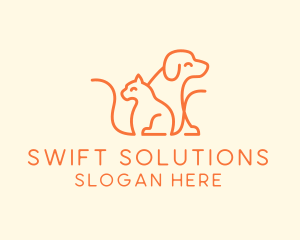 Orange Cat Dog Pet  logo design