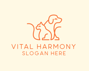 Orange Cat Dog Pet  logo design