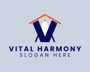 Letter V House Light logo design