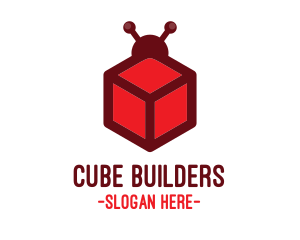 Red Cube Bug logo design