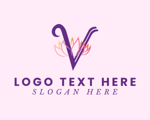 Pink Lotus Letter V logo