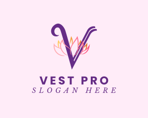 Pink Lotus Letter V logo design