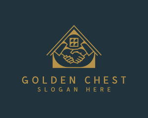 Golden House Handshake logo design