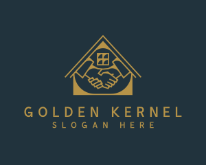 Golden House Handshake logo design