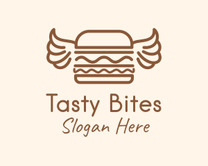 Burger Wings Outline logo design