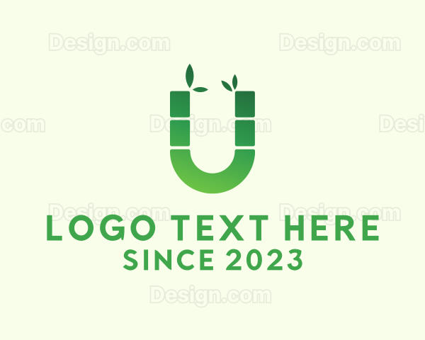 Green Bamboo Letter U Logo