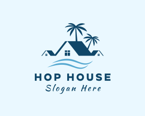 Blue Tropical Beach House logo design