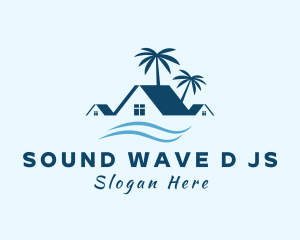 Blue Tropical Beach House logo design