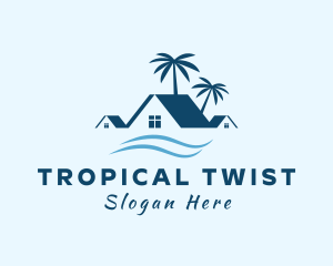 Blue Tropical Beach House logo design