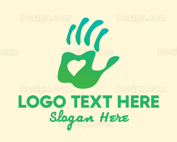 Green Handprint Love Logo