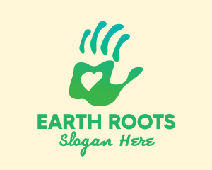 Green Handprint Love logo design