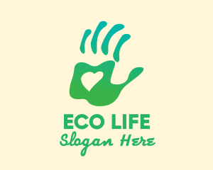 Green Handprint Love logo design