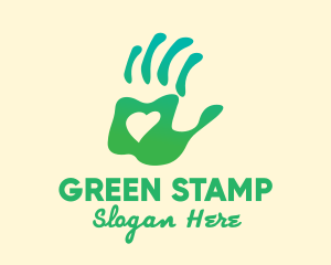 Green Handprint Love logo design