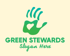 Green Handprint Love logo design