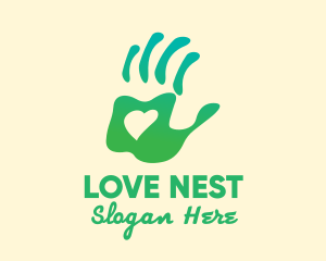 Green Handprint Love logo design