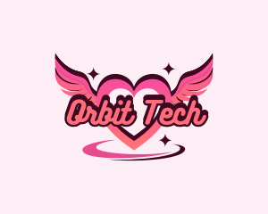 Heart Wings Orbit logo design