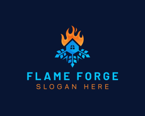 House Snowflake Fire Thermal logo design