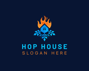 House Snowflake Fire Thermal logo design