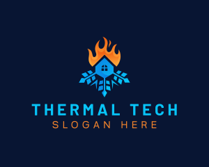 House Snowflake Fire Thermal logo design