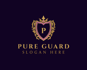 Elegant Crown Shield Crest logo design