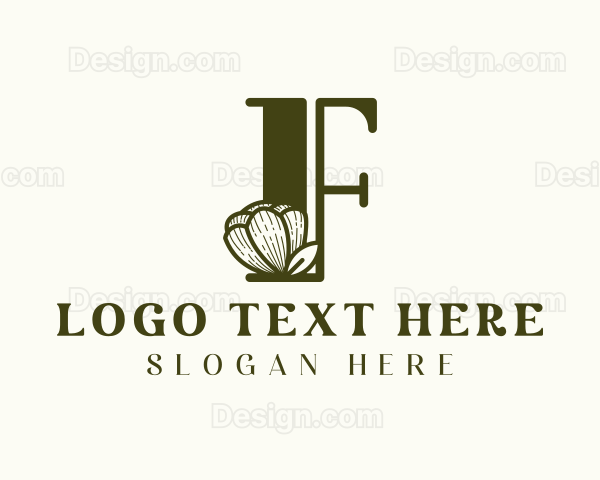 Feminine Flower Letter F Logo