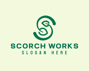 Organic Leaf Letter S  logo design