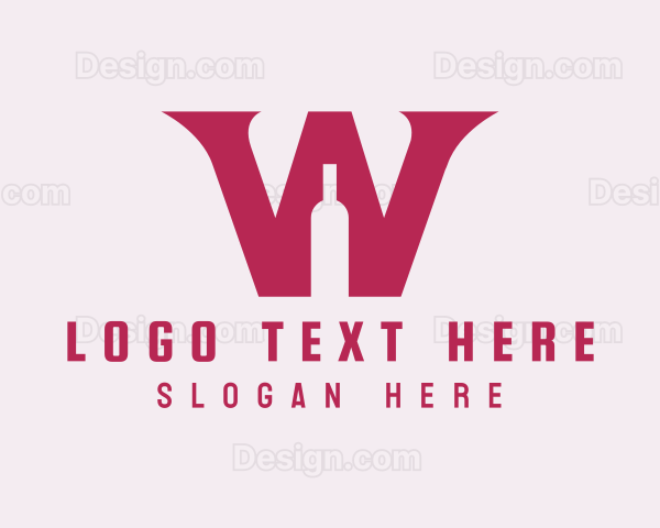 Letter W Wine Bottle Logo