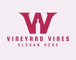 Letter W Wine Bottle  logo