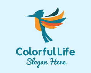 Colorful Hummingbird Wings logo design