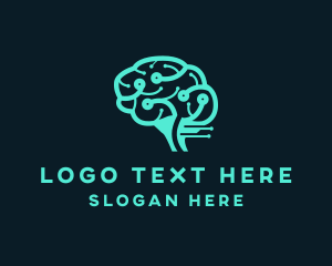 Virtual - Digital Wire Brain logo design