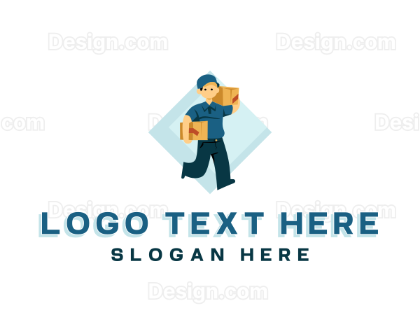 Package Delivery Man Logo