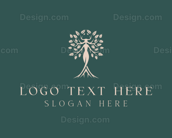 Organic Beauty Woman Tree Logo