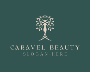 Organic Beauty Woman Tree  logo design